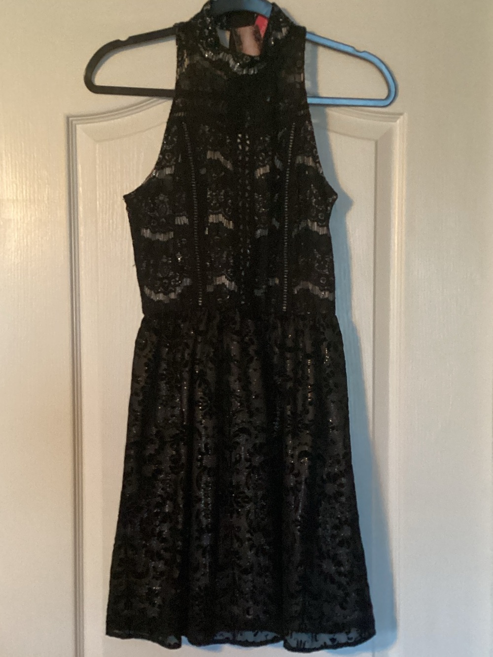 NWT Black Lace High-Neck Fit & Flare Mini Dress